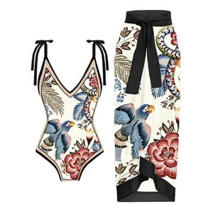เซ็ตบิกินี่สองชิ้นชุดว่ายน้ำเกาะอกเซ็กซี่ลายดอกกุหลาบชุดว่ายน้ำสตรี - Product Image 3