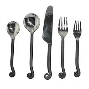 Juego de Cubiertos de Acero Inoxidable de Alta Calidad, Estilo Moderno, para Uso Diario, Cuchillo, Tenedor, Cuchara, Mango Negro - Product Image 4