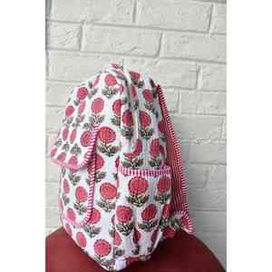 Sac à dos pour ordinateur portable pour femme, style bohème vintage indien, en coton écologique, imprimé au bloc, durable, portable et tendance, idéal pour l'université - Product Image 4