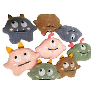 Set di 8 Spille Trendy a Forma di Piccoli Mostri, Graziose Spille Cartoon con Cristalli, Strass, Perle e Motivi Floreali - Product Image 5