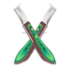 Suministros de herradura de primera calidad, cuchillo de bucle con herramientas de aseo para mascotas con mango de madera pulida, logotipo personalizado - Product Image 2