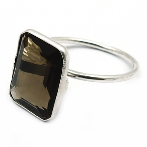 Anillos elegantes de Plata de Ley 925 con corte facetado, piedra preciosa de cuarzo ahumado Natural, regalo perfecto para boda o fiesta, joyería fina OEM - Product Image 2