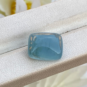 Fascinating 9.60 Carat Natural Aquamarine <b>Cushion</b> Shape Cabochon <b>White</b> Blue Top Color Good Luster Emerald Opal Loose Gemstones - Product Image 1