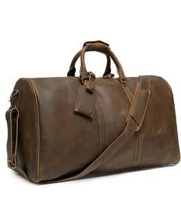 Gran capacidad de alta calidad de cuero genuino de viaje hombro Duffle viaje Weekender equipaje - Product Image 3