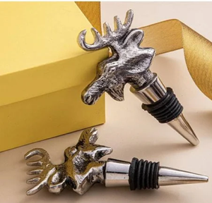 Tapón de Vino de Aluminio con Diseño de Asta de Cabra, Ecológico, Certificado, Rústico y Único, Accesorio para Amantes de la Vida Silvestre - Product Image 1