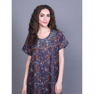 Camisón Largo para Mujer, Suave y Transpirable, con Bolsillo Lateral y Cierre con Cordón, Marca Alpine - Product Image 1