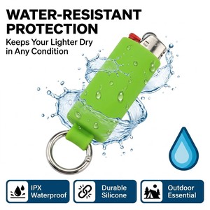 Funda de Silicona para Encendedor J6, con Mosquetón y Llavero, Resistente al Agua, Accesorio para Camping y Senderismo, con Logotipo Personalizado - Product Image 2