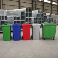 Poubelle extérieure en acier galvanisé avec couvercle et roues, conteneur à déchets métallique industriel commercial 100L