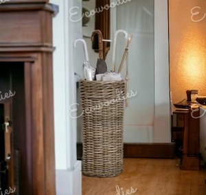 ถังเก็บร่มอเนกประสงค์, ที่วางร่มทำจากไม้ไผ่หวายสำหรับตกแต่งในร่มและกลางแจ้ง - Product Image 3