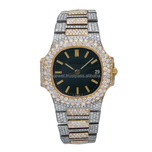 Round Shape Stainless Steel Two Tone VVS Quality Yellow Gold Trending Hip Hop Iced Out CVD Diamond Export Quality Manufacturer - Product Image 3