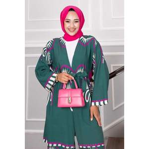 Traje de 2 piezas de viscosa estampado de Palma caqui - Product Image 3