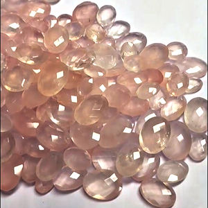 Alta calidad, 138 Uds., piedras preciosas sueltas de cuarzo rosa Natural, 14x10mm x 18 a 22mm, Briolette ovalado, 1270cts, lote de joyería, ventas de hierro rosa - Product Image 3
