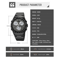 Montre Sport Digitale Homme avec Bracelet TPU Lumineux, Résistante à l'Eau, Alarme, Style Rétro, SKMEI 2109, Triple Fuseau Horaire, Charme pour Homme