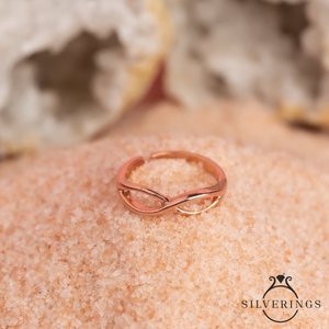 Bague d'amour infini en argent sterling 925 Silverings avec zircon taille coussin et ovale et placage rhodium, pour usage quotidien - Product Image 3