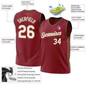 Fully Sublimation Custom Youth Training Team Basketball Jersey High Quality Best Adjustable Rate <b>Maroon</b> Color Basketball Jerseys - Product Image 2