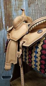 อานทรงถังหนังสไตล์ตะวันตกสำหรับขี่ม้าทำด้วยมือแบบ100% - Product Image 3