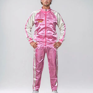 2025 nouvel arrivage 100% Nylon hommes hiver survêtement personnalisé DTF imprimé Logo 2 tons brillant Nylon Satin grande taille homme 2 pièces ensemble - Product Image 1