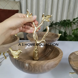 Bol de service en métal au design floral 3 en 1 Branches à feuilles de qualité supérieure à usage intensif Vaisselle design Centre de table - Product Image 6