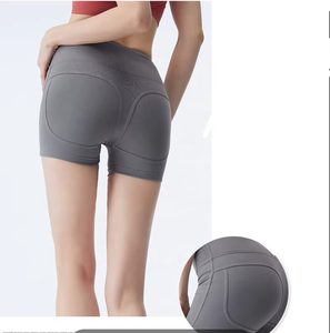 Short de gymnastique sans couture en polyester recyclé personnalisé pour femmes, cordon de serrage élastique à motif solide pour le cyclisme et la course à pied - Product Image 3