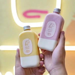 Logo personalizzato vuoto 400ml bottiglia quadrata piatta bottiglia di bevanda nuova di zecca e di alta qualità tazza di succo di <span class=keywords><strong>latte</strong></span> succo di tè bottiglia di bevanda fredda - Product Image 2