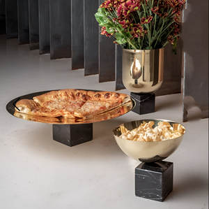 Cuenco de latón de diseño indio Premium con base de mármol cuenco de servicio moderno hecho a mano para comedor y decoración del hogar para regalar - Product Image 2