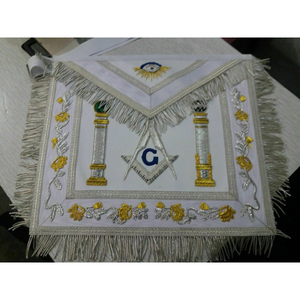 Tablier tactique de maître maçonnique brodé à la main en soie bleue sacs Regalia pour couture de croix prix de vente entier - Product Image 3