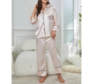 Ropa de dormir de verano de manga larga con estilo para mujer, pijamas de primavera ligeros y transpirables del fabricante OEM, logotipo frontal con características térmicas - Product Image 4
