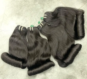 Extensions de cheveux humains vierges Remy de couleur naturelle vietnamienne, en rouleau, longueur rebondissante, trame simple ou double, fabriquées à la machine - Product Image 1