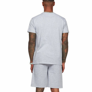 Conjunto de 2 piezas de chándal de manga corta de verano para hombre, camiseta + Pantalones cortos deportivos de Color sólido con cuello redondo, Tops, trajes informales - Product Image 3