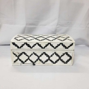 Boîte de rangement de bijoux en incrustation d'os rectangle unique fabriquée à partir de bois massif avec une finition attrayante et un attrait moderne de l'Inde - Product Image 5