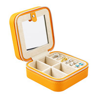 Boucle d'oreille bague collier en cuir pu luxe portable organisateur de voyage étui cadeau velours stockage miroir affichage boîte à bijoux