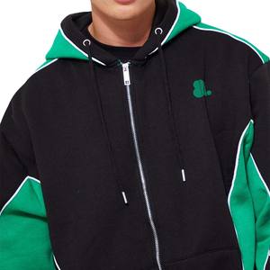 <b>Men</b> Wholesale 100% Cotton Block Zip <b>Hoodie</b> Winter Heavyweight <b>Fleece</b> Embroidered Rhinestone Logo Design <b>Lined</b> Front Solid - Product Image 2