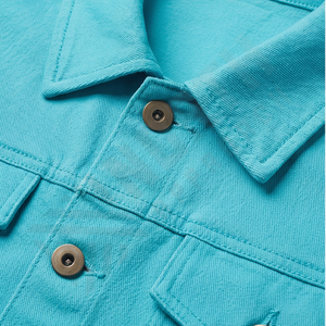 Veste en jean bleu clair 2025, style bouton personnalisé, col rabattu, coupe ajustée, vestes en jean décontractées, streetwear à bas prix - Product Image 4