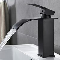 Robinet de lavabo de salle de bain en acier inoxydable noir poli à poignée unique en gros