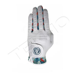 Vente en gros Gants de golf blancs antidérapants en cuir Cabretta Logo personnalisé Matériau souple Gants de golf complets pour femmes - Product Image 1