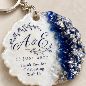 Porte-clés personnalisés en résine époxy, cadeaux de mariage, initiales, date, remerciements, or, argent, paillettes, événements, souvenirs en gros - Product Image 2
