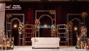 Paneles de Metal de nuevo diseño para escenario de boda, Panel de Escenario nocturno de recepción de boda americana, marco de fondo de corte láser dorado - Product Image 5