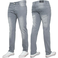 Jean en denim pour homme, coupe droite, respirant, design moderne haut de gamme, délavé, bouton uni, logo personnalisé, polyester/coton