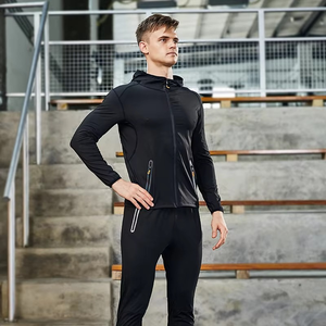 Ensemble de survêtement d'hiver 2 pièces pour hommes, avec capuche, décontracté, uni, grande taille, léger, en molleton, avec pantalon à taille élastique - Product Image 6