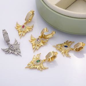 Charme pour bracelet CZ Emerald Phoenix Design 925 Sterling Silver Wholesale Handcrafted Fine Jewelry - Product Image 3