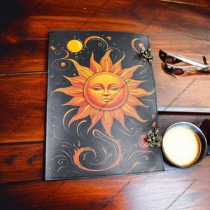 Diario de cuero de Grimoire grande de 400 páginas, regalos celestiales para él, libro de hechizos, libro de sombras, cuaderno de cuero celestial en blanco - Product Image 4