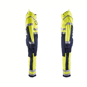 Men High Visibility Reflective <b>Waterproof</b> Cotton/Polyester Breathable Quick Dry Workwear Suit Safety Protective Uniform Yellow - Product Image 4