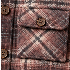 Chaqueta de Hombre Color Marrón Oxidado con Forro de Borreguito, Estilo Shacket a Cuadros, Cálida para Invierno, con Botones y Bolsillos con Solapa, Estilo Casual para Exteriores y Urbano - Product Image 6