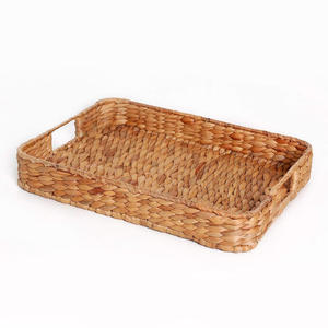 Nuevos diseños de bandejas tejidas para servir el desayuno, fabricante mayorista de bandejas de jacinto de agua, el precio más bajo - Product Image 4