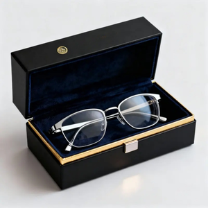 Étui à lunettes de soleil portable en bois de luxe, noir laqué brillant, haute qualité, avec logo personnalisé et revêtement UV. - Product Image 3