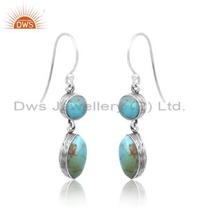 DWS Bijoux Kingman Turquoise Boucles d'oreilles en argent sterling 925 avec pierres précieuses Fabrication de cadeaux de fête de mariage à la mode pour femmes - Product Image 3