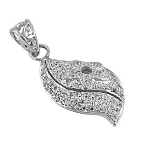 Pendentif feuille en argent 925 plaqué rhodium avec zircone cubique pour femmes - Bijou cadeau tendance - Product Image 3