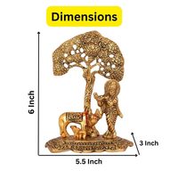 Idola Krishna berlapis emas dengan sapi pridhenu | Patung Murti logam untuk dekorasi rumah candi kantor dan hadiah pindah rumah barang