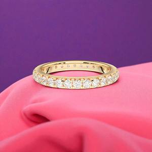 Anillo de Compromiso con Diamante Cultivado en Laboratorio de 1.26 Quilates, Corte Redondo, Calidad F-G/VS, Chapado en Oro, Estilo Moderno - Product Image 6