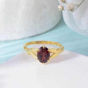 แหวนใบโกเมนสีแดงแบบโบโฮทรงรี925เงินแท้ตั้งค่าง่ามสำหรับวันครบรอบแต่งงานวันเกิดเครื่องประดับที่ดีสำหรับผู้หญิง - Product Image 6